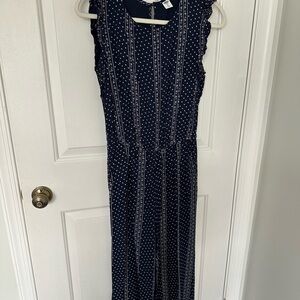 Old Navy Navy Blue Polka Dot Jumpsuit
